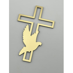 Топер хрестик для торта золотий, на хрещення, великдень